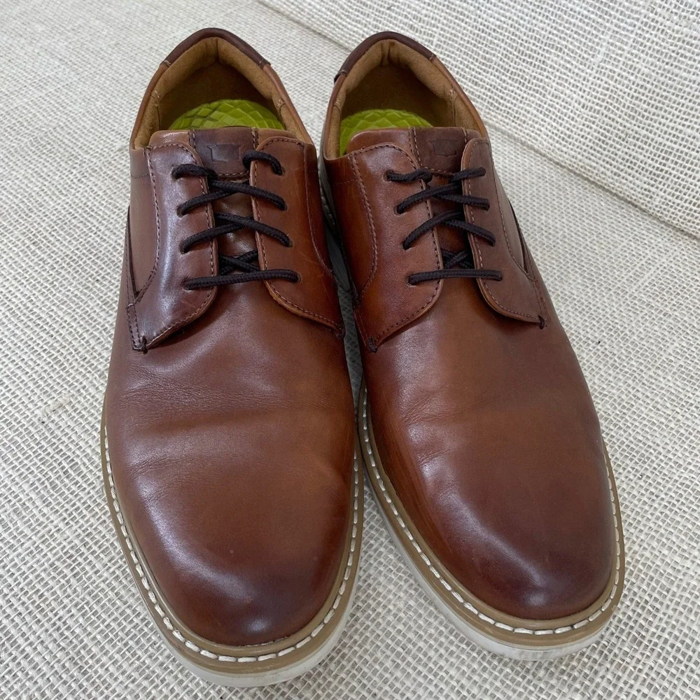 Florsheim Comfortech Mens Tan Leather Plain Toe Oxford Shoes 13369-229 Size 8.5M